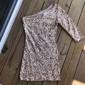 Matte Gold Tea N Rose One Shoulder Cocktail Dress